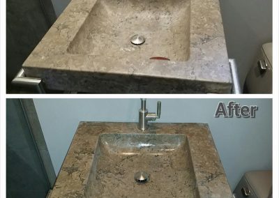 before and after marble sink nyc stone care work.